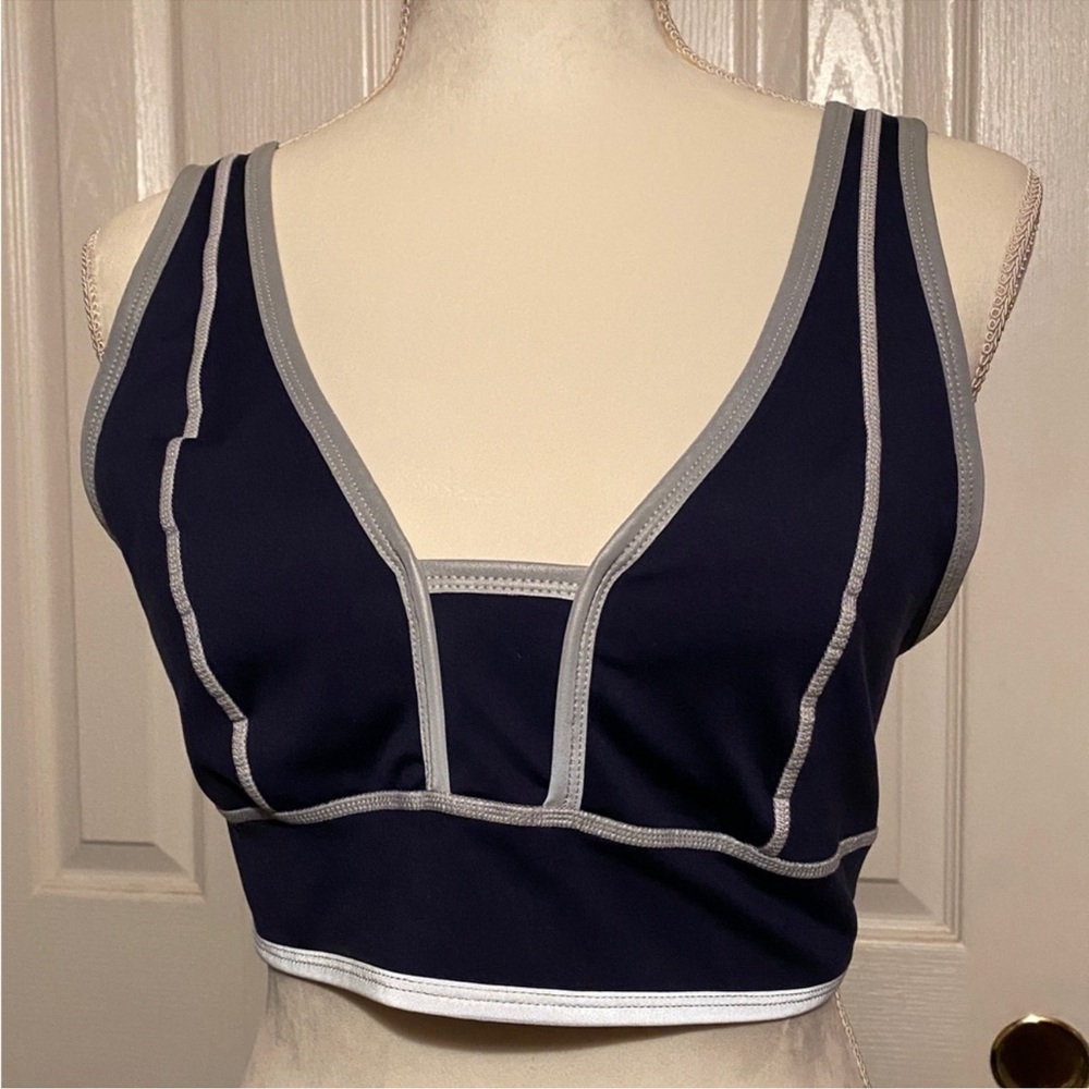 FP Movement by Free People Navy Blue Sports Bra with Light Gray Trim